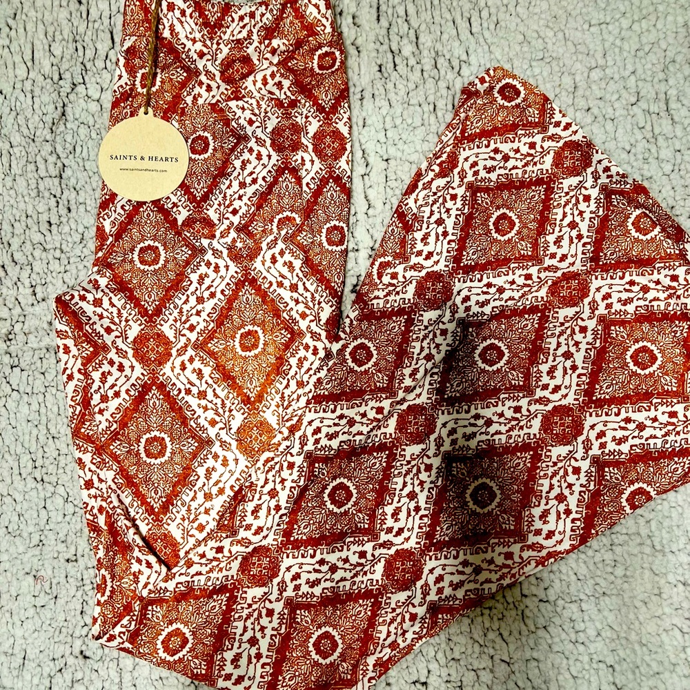 Boho Flare Pants with back pockets size Small comes with free matching tube top